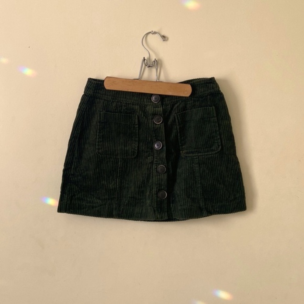 Zara Trf Olive Green Corduroy Mini Skirt